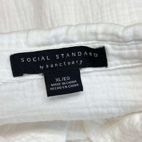 Social Standard Sanctuary Womens White Gauze Button Up Shirt Size XL Beach Boho - Picture 5 of 6